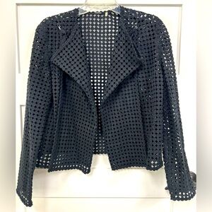 ELIE TAHARI - women’s Harla Black Cotton crochet Wrap jacket - size S-P